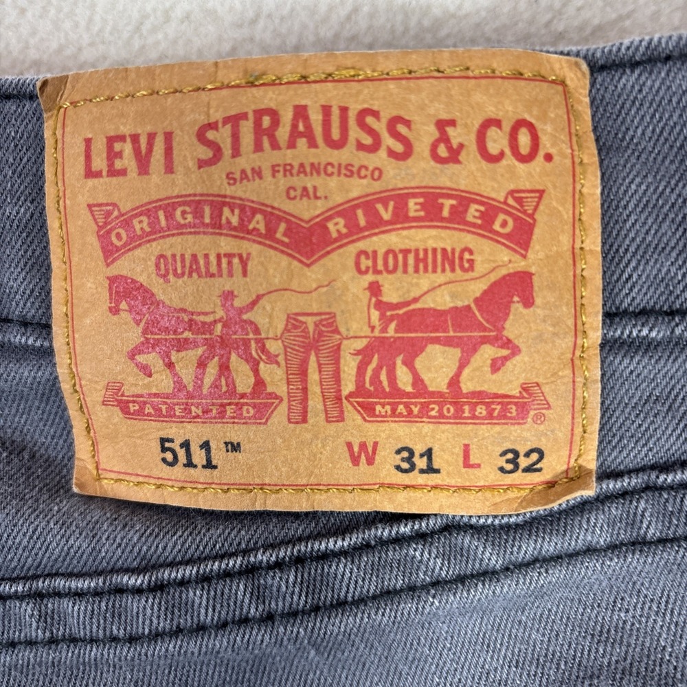 Levi's Men's Gray 511 Slim Fit Straight Leg Denim Jeans - 31x32 - Picture 7 of 7